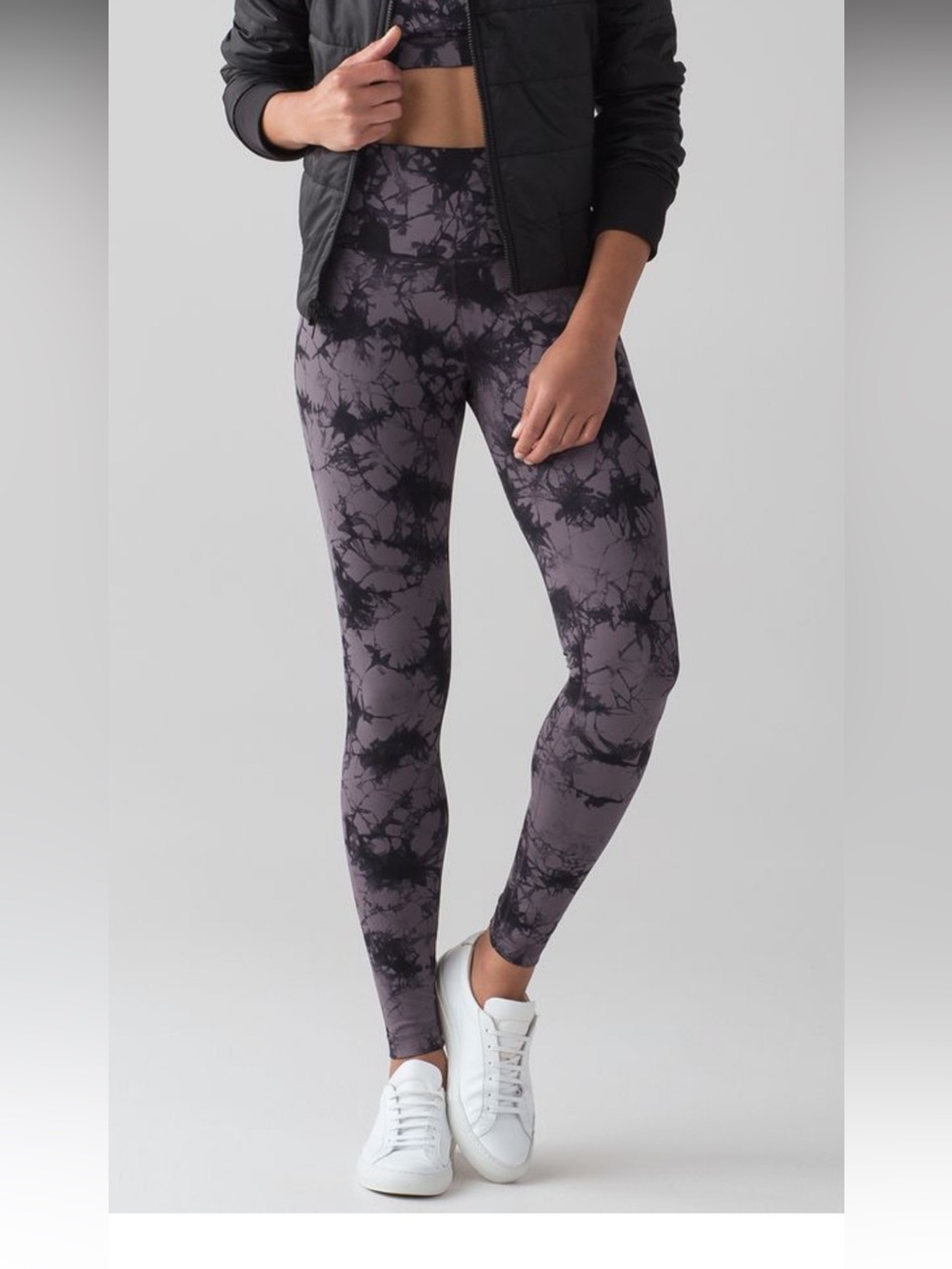 lululemon wunder under high rise shibori tie dye leggings black size 4 28"